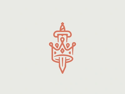 Sword and crown castle crown knight logo sword thicklines