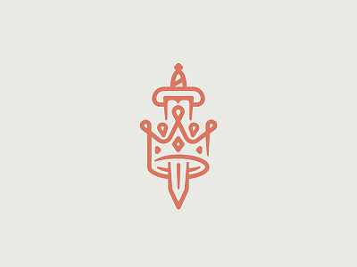 Sword and crown castle crown knight logo sword thicklines
