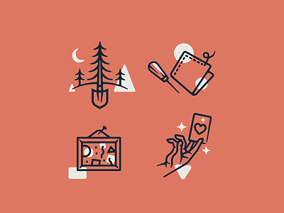 Icons for National iconography icons lineart linework logos thick lines trees