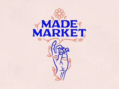 Made Market Summer Illustration branding creative design floral flowers hand handmade hands illustration leaf line art logo maker ornate pink typography vector vine