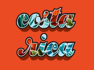 Costa Rica blue floral handlettering lettering red trip tropical