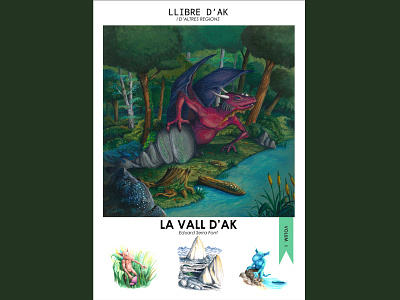 Poster A3 from the book " La Vall d'Ak" art bestiary book dragon draw fantasy illustration journey pencil