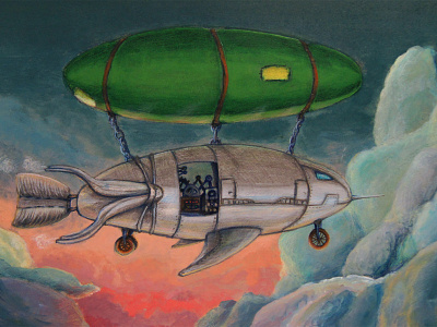Zeppelin Fish acrylic paint fish illustration zeppelin