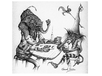 Poker faerie illustraion pencil art tales