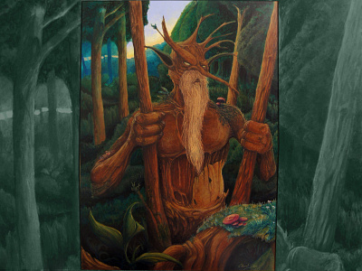 Ent , woods spirit acrylic paint ent fantasy illustration