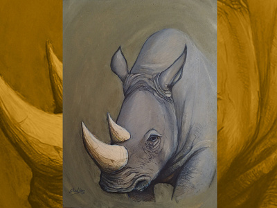 Rhino acrylic paint colors illustration rhinoceros