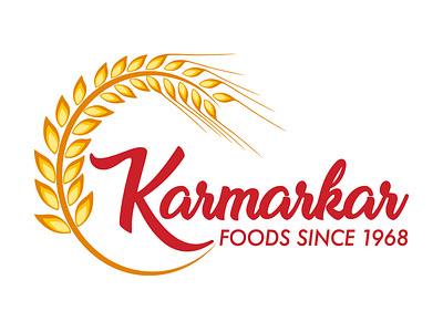 Karmarkar foods Logo Design branding and identity brandmark brandtype clean and simple dualtone fmcg food and drink grains graphic design illustration logo red and yellow symbol icon typography vector vibrant wheat