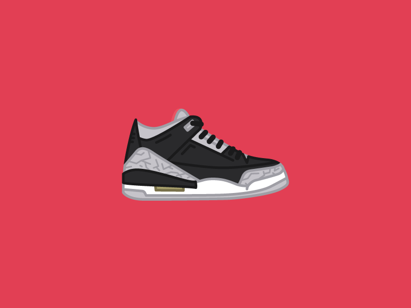 Jordan 3 "Black Cement" illustration shoe brand 3 cement nike jordan