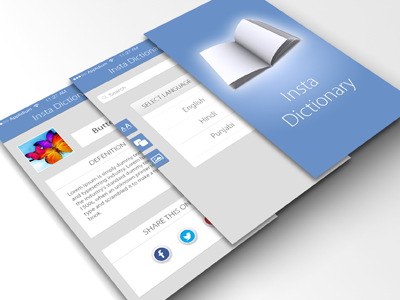 Insta dictionary app application blue book clean creative design ios ios7 ui ux
