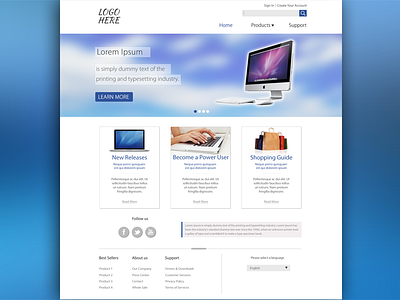 Landing Page blue clean creative design ui ux website
