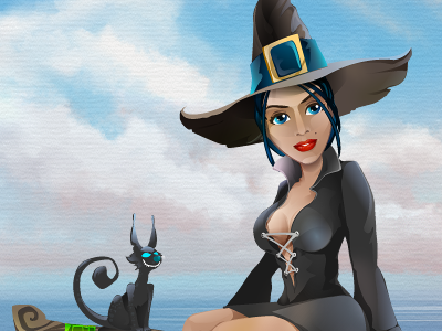 Witch Girl black cat character girl vector witch