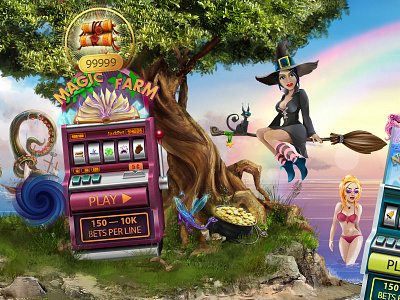 Magic Island bitch island magic slot machine slots sun tree witch