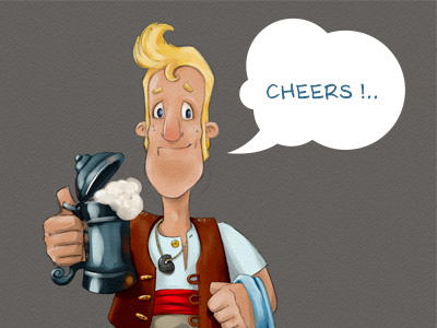 Ulrik Tavern Man beer character concept art drunker game art smile