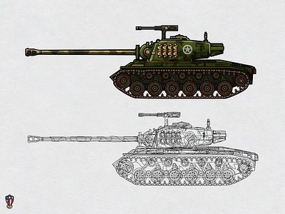 USA Super Pershing game art illustration ipad pershing tank unit usa vector war ww2