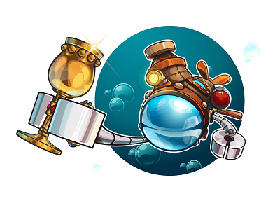 Achtung! Deep achtung! deep adventure game game art illustration ipad logo sign submarine underwater vector