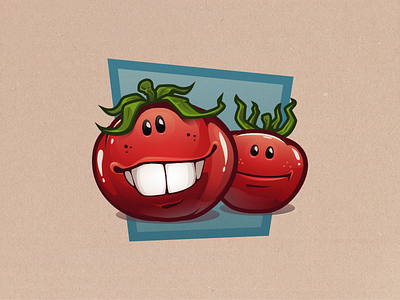 Happy Tomatoes character cute happy logotype red tomatoes vector
