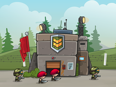 Codename "Modern Miniwarriors" - Barrack army barrack building game art illustration mobile game soldier vector