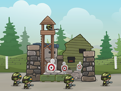 Codename "Modern Miniwarriors" - Boot Camp army building camp game art illustration mobile game soldier vector
