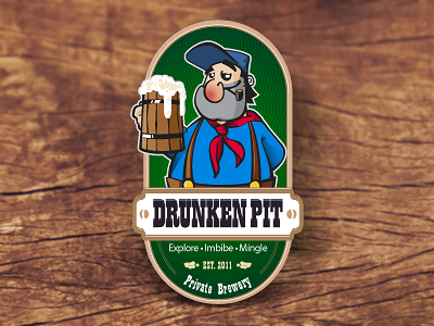 Drunken Pit beer big brother character label tag