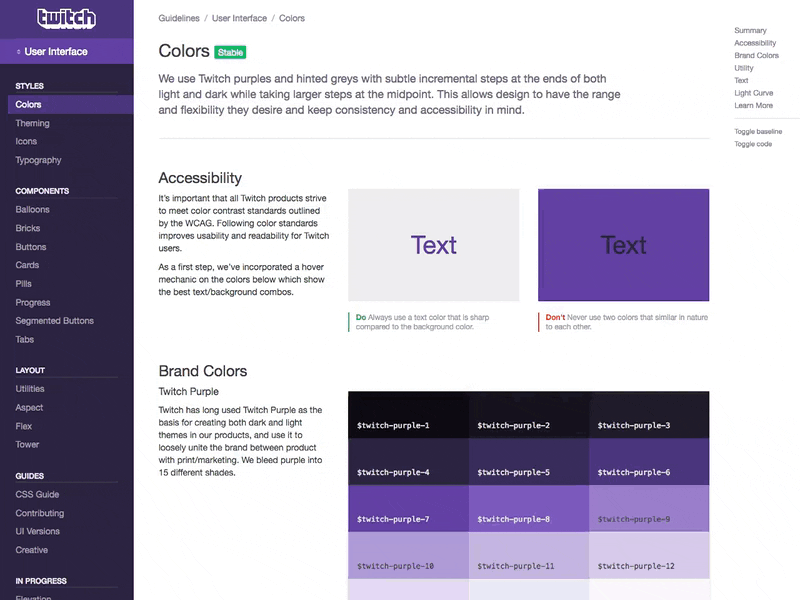 Twitch Design System (style guide/pattern library) css framework design system pattern library style guide
