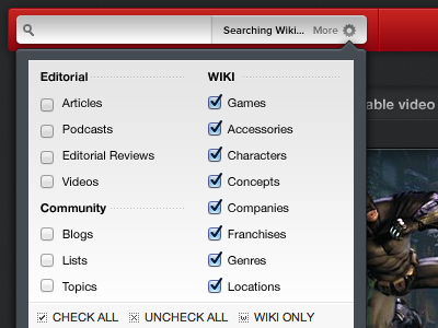 Search Group Options giantbomb search