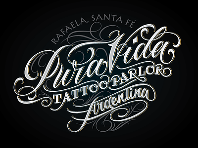 Pura Vida Tattoo Parlor Argentina argentina handlettered handlettering lettering logo script tattoo