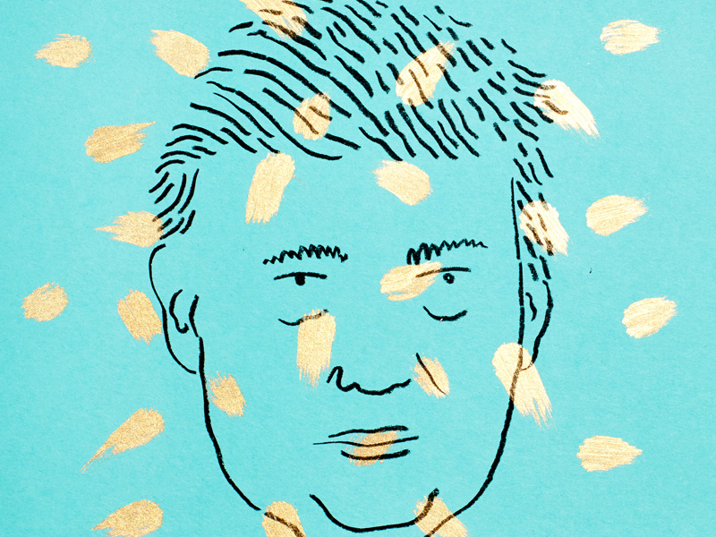 Trump election print paper illustration marker blue gold trump