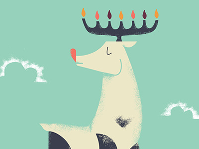 Rudolph The Menorahdeer xmas merry menorah reindeer deer rudolph christmas flame cloud red blue