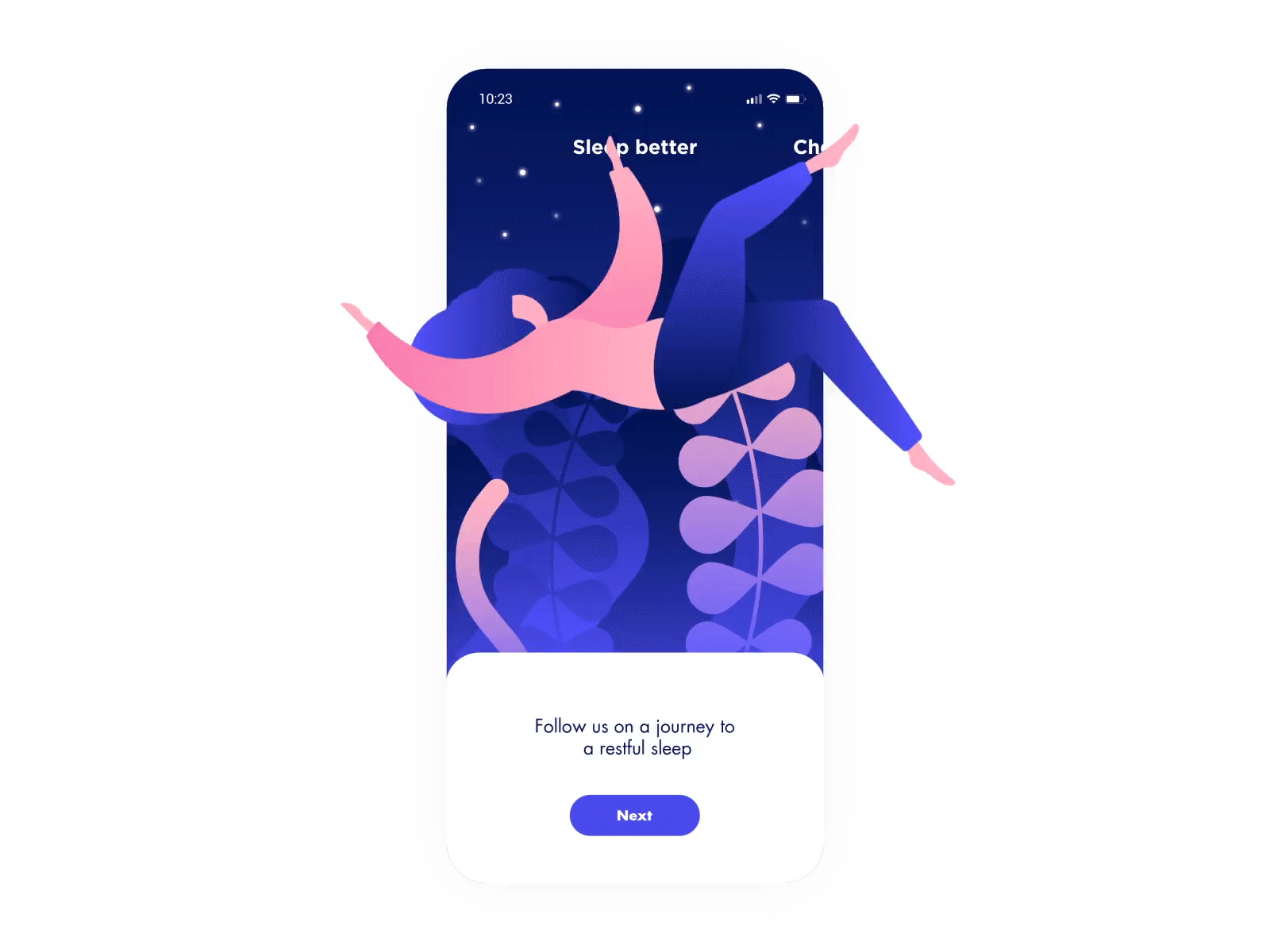 Onboarding Sleep app animation app app design app ui flatdesign illustration interface mobile mobile app mobile ui motion onboarding onboarding screen sleep uidesign