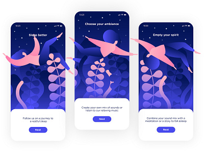 Onboarding Sleep app app app design flat flat illustration flatdesign illustration interface interfacedesign mobile app mobile ui onboarding onboarding ui sleepy ui uiux