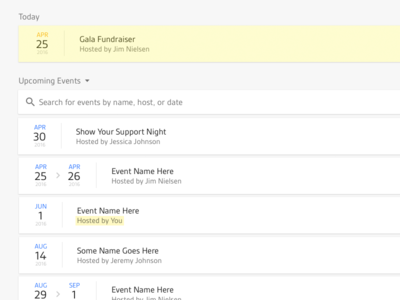 Event list view
