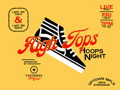 High Top Hoops Night basketball branding converse design hoops illustration logo typography vintage
