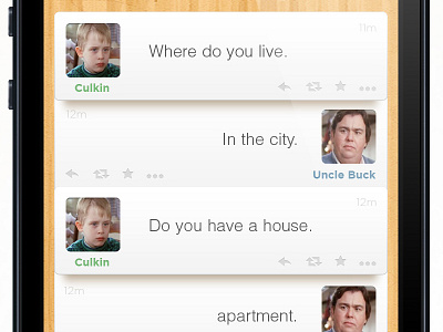 Uncle Buck Twitter Conversation gradients movies posters twitter ui wood