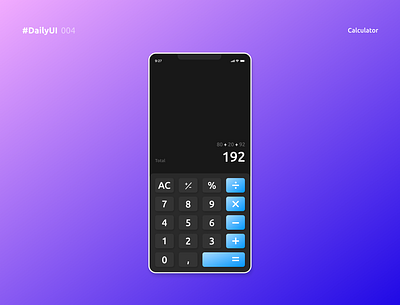 Calculator App 004 app app design calc calculate calculator calculator app calculator ui daily ui design gradient gradients mobile mobile app mobile ui ui ui ux uidesign ux uxdesign