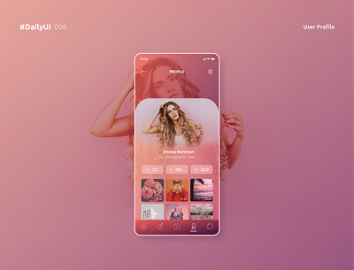 Pinky Profile 006 app application application design clean clean design dailyui gradients minimal pink profile design profile page ui uidesign user user experience user profile userinterface ux uxdesign