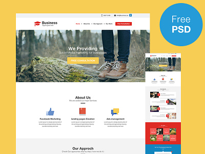 Business Theme cleen flat design free psd minimal design professional theme ui ux web