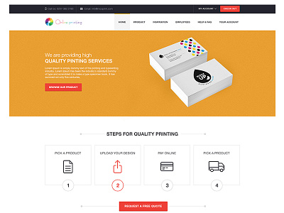 Printing Website clean flat home page minimal printing theme typography ui ux web