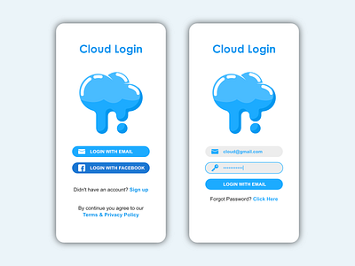 UI Cloud Login Design app flat illustration minimal ui ux