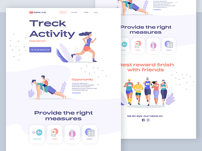 Landing Page for Running sport programm clean app clean design clean ui digital illustration flat design flatdesign landing page landing page design minimal sport website ui ux webdesign website concept