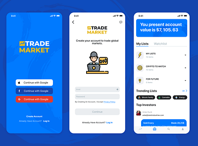Trading Platform App app app design blockchein chat coins concept crypto currency figma invest investment app ios market mobile design socialmedia trade trading tradingapp ui ux
