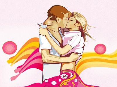Some spring and kisses) action characterdesign characters colors concept digital art drawing girl graphic i illustration kiss man