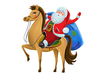 Merry Christmas! 2017 chirstmas design horse illustration santa