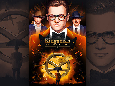 Kingsman: The Golden Circle artwork bang cg gold illustrator kingsman movie portrait poster spy vector
