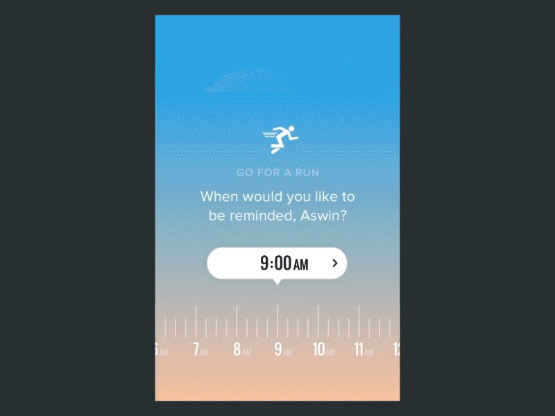Interaction concept for time selection animation app interaction onboarding selection slide time ui ux