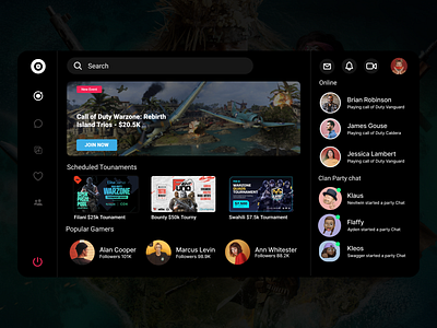 Warzone Channel club app design design illustration ui ux vector