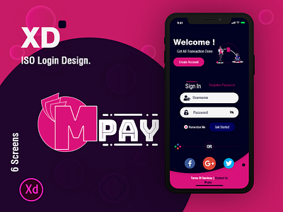 Mpay Login Screen app design concept conceptual design illustration ios app user experience uxdesign
