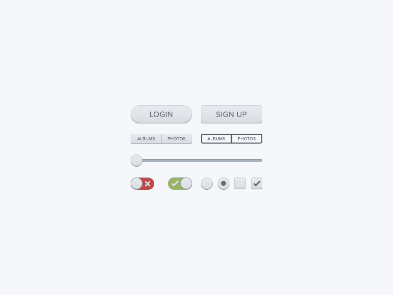 Studio Panel UI Assets backend panel dashboard ui asset radio button toggle checkmark slider
