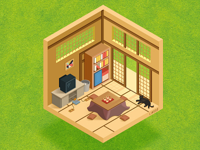 Japanese style small room illustration