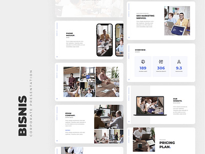 Bisnis - Corporate Business Presentation Template about break business clean creative google slides keynote laptop layout mockup phone pitchdeck power point presentation simple simplicity slides team template white
