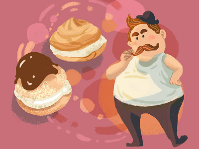39: Profiteroles 2d character design choux chubby cute illustration italian kue sus pastry profiteroles soes tubby